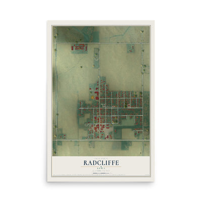 Map of Radcliffe, Iowa, 12 x 18 inch unframed archival matte print