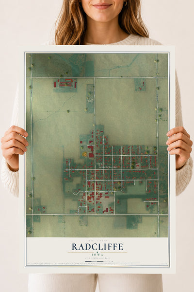 Map of Radcliffe, Iowa, 18 x 24 inch unframed archival matte print