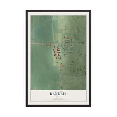 Map of Randall, Iowa, 12 x 18 inch print in a black wood frame
