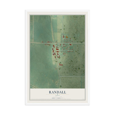 Map of Randall, Iowa, 12 x 18 inch print in a white wood frame