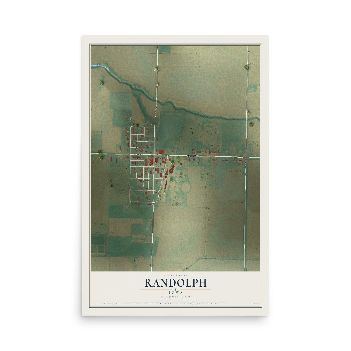 Map of Randolph, Iowa, 12 x 18 inch unframed archival matte print