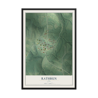 Map of Rathbun, Iowa, 12 x 18 inch print in a black wood frame