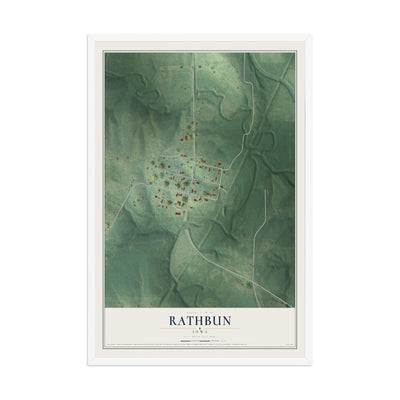 Map of Rathbun, Iowa, 12 x 18 inch print in a white wood frame