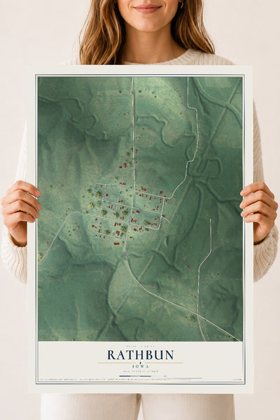 Map of Rathbun, Iowa, 18 x 24 inch unframed archival matte print