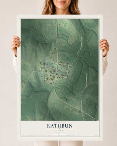 Map of Rathbun, Iowa, 24 x 36 inch unframed archival matte print