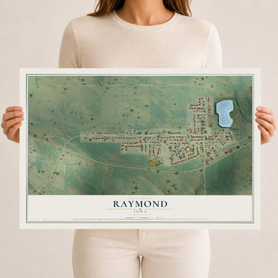 Map of Raymond, Iowa, 12 x 18 inch unframed archival matte print