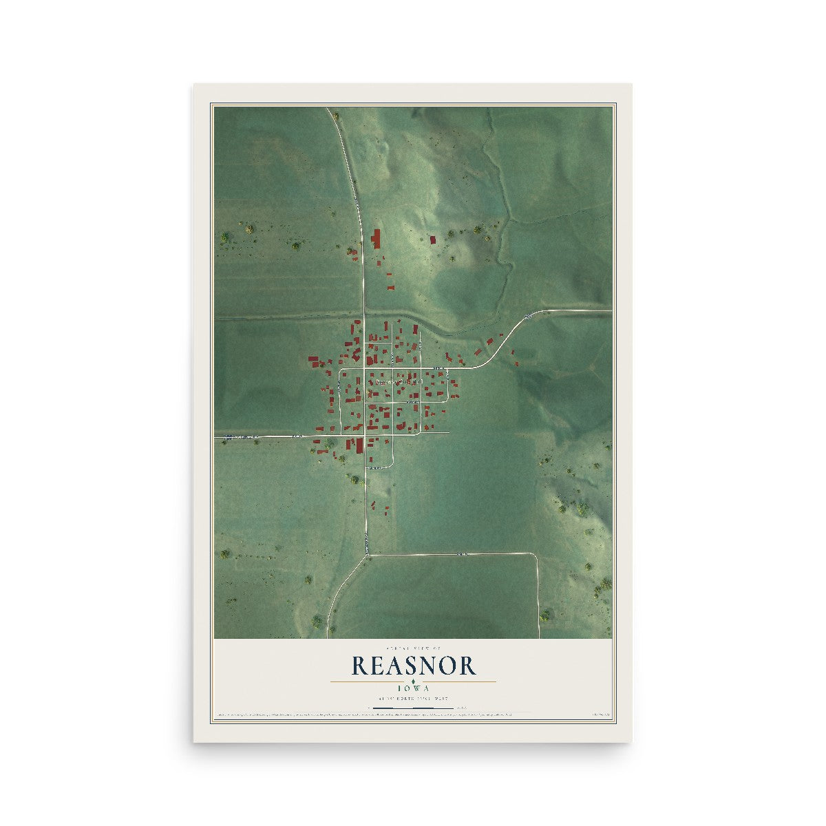 Map of Reasnor, Iowa, 12 x 18 inch unframed archival matte print