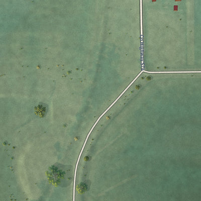 Second close-up of the map of Reasnor, Iowa print showing more streets and buildings