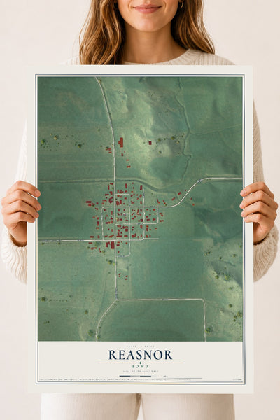 Map of Reasnor, Iowa, 18 x 24 inch unframed archival matte print