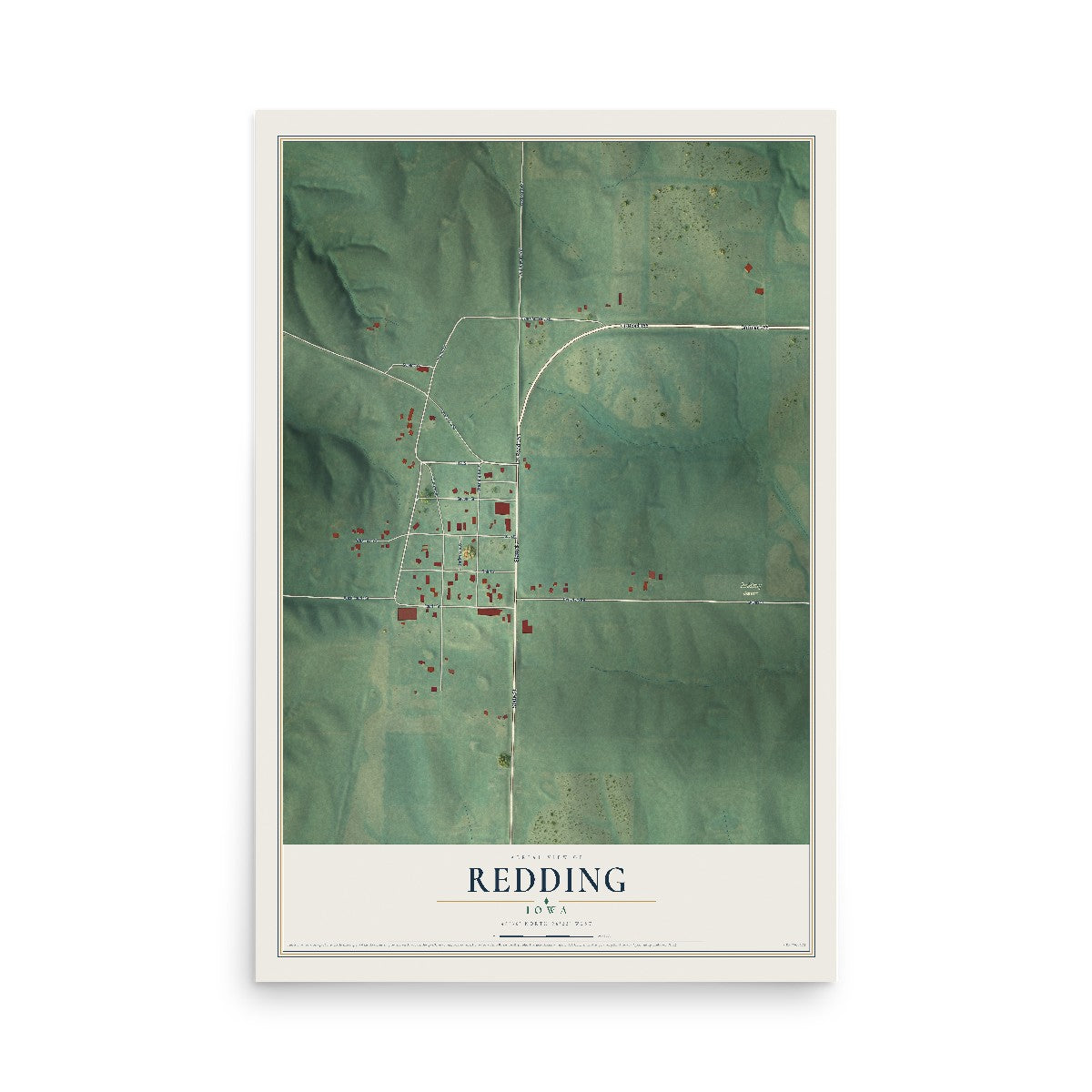 Map of Redding, Iowa, 12 x 18 inch unframed archival matte print