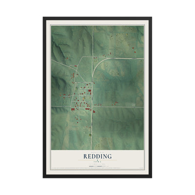 Map of Redding, Iowa, 12 x 18 inch print in a black wood frame