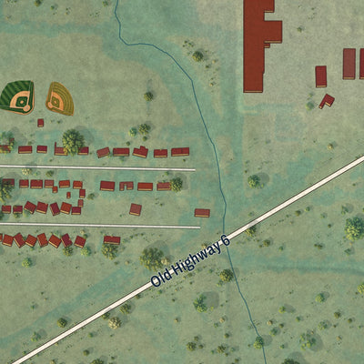 Second close-up of the map of Redfield, Iowa print showing more streets and buildings