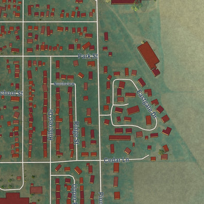 Second close-up of the map of Reinbeck, Iowa print showing more streets and buildings