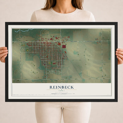 Map of Reinbeck, Iowa, 18 x 24 inch print in a black wood frame