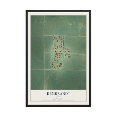 Map of Rembrandt, Iowa, 12 x 18 inch print in a black wood frame