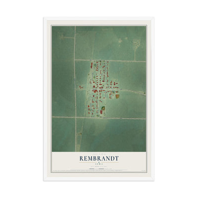 Map of Rembrandt, Iowa, 12 x 18 inch print in a white wood frame