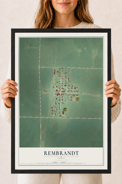 Map of Rembrandt, Iowa, 18 x 24 inch print in a black wood frame
