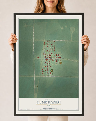Map of Rembrandt, Iowa, 24 x 36 inch print in a black wood frame
