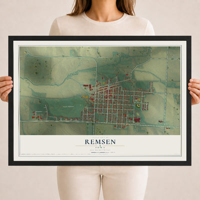 Map of Remsen, Iowa, 18 x 24 inch print in a black wood frame