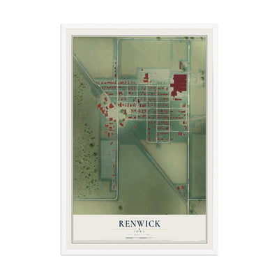 Map of Renwick, Iowa, 12 x 18 inch print in a white wood frame