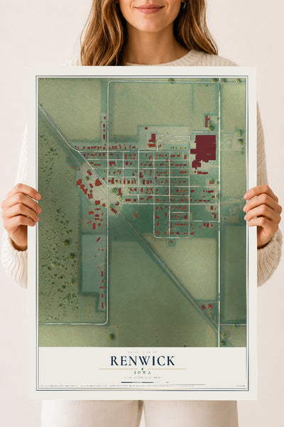 Map of Renwick, Iowa, 18 x 24 inch unframed archival matte print
