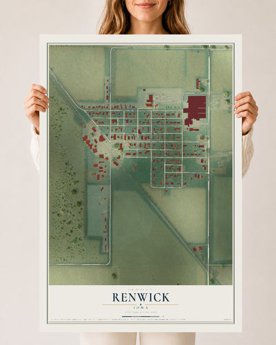 Map of Renwick, Iowa, 24 x 36 inch unframed archival matte print