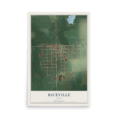 Map of Riceville, Iowa, 12 x 18 inch unframed archival matte print