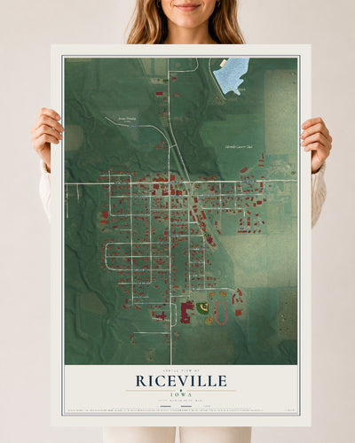 Map of Riceville, Iowa, 24 x 36 inch unframed archival matte print