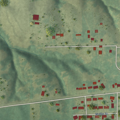 Second close-up of the map of Richland, Iowa print showing more streets and buildings