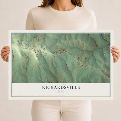 Map of Rickardsville, Iowa, 12 x 18 inch unframed archival matte print
