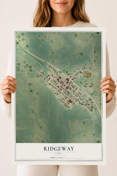 Map of Ridgeway, Iowa, 18 x 24 inch unframed archival matte print