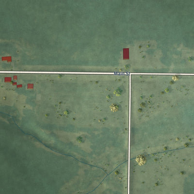 Second close-up of the map of Rinard, Iowa print showing more streets and buildings