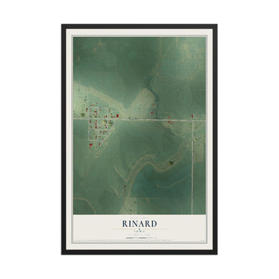 Map of Rinard, Iowa, 12 x 18 inch print in a black wood frame