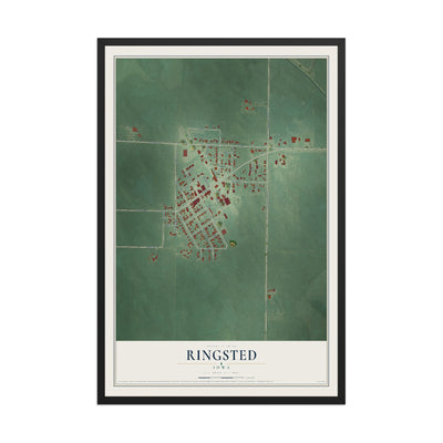 Map of Ringsted, Iowa, 12 x 18 inch print in a black wood frame