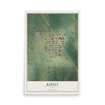 Map of Rippey, Iowa, 12 x 18 inch unframed archival matte print