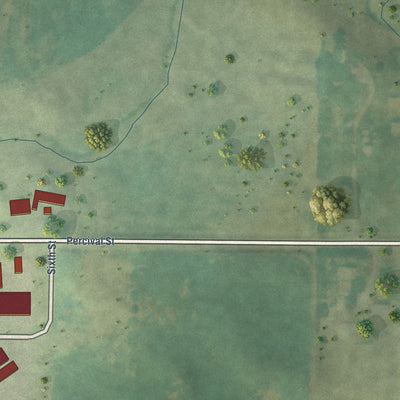 Second close-up of the map of Rippey, Iowa print showing more streets and buildings