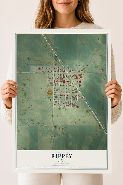 Map of Rippey, Iowa, 18 x 24 inch unframed archival matte print