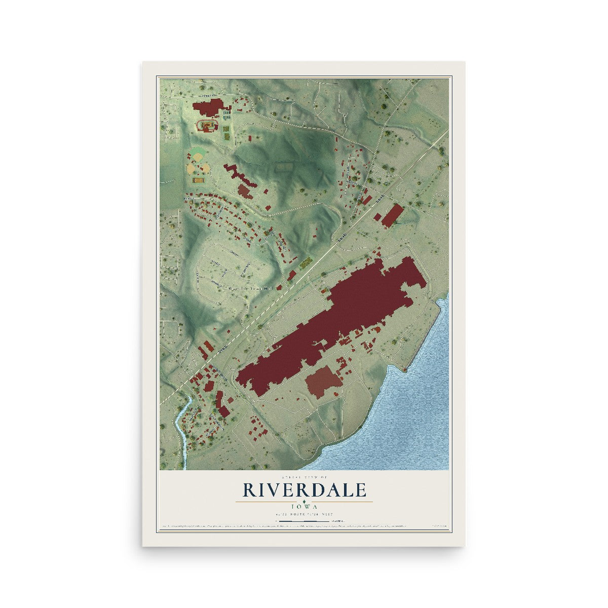 Map of Riverdale, Iowa, 12 x 18 inch unframed archival matte print
