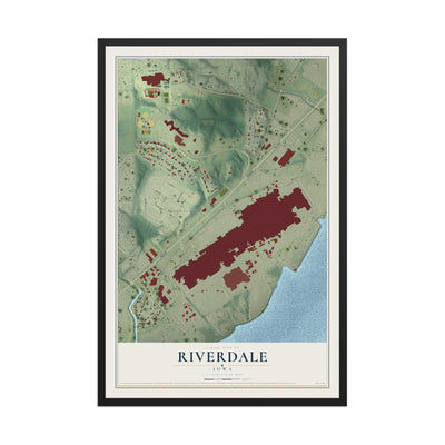 Map of Riverdale, Iowa, 12 x 18 inch print in a black wood frame