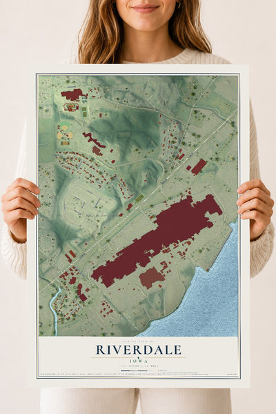 Map of Riverdale, Iowa, 18 x 24 inch unframed archival matte print
