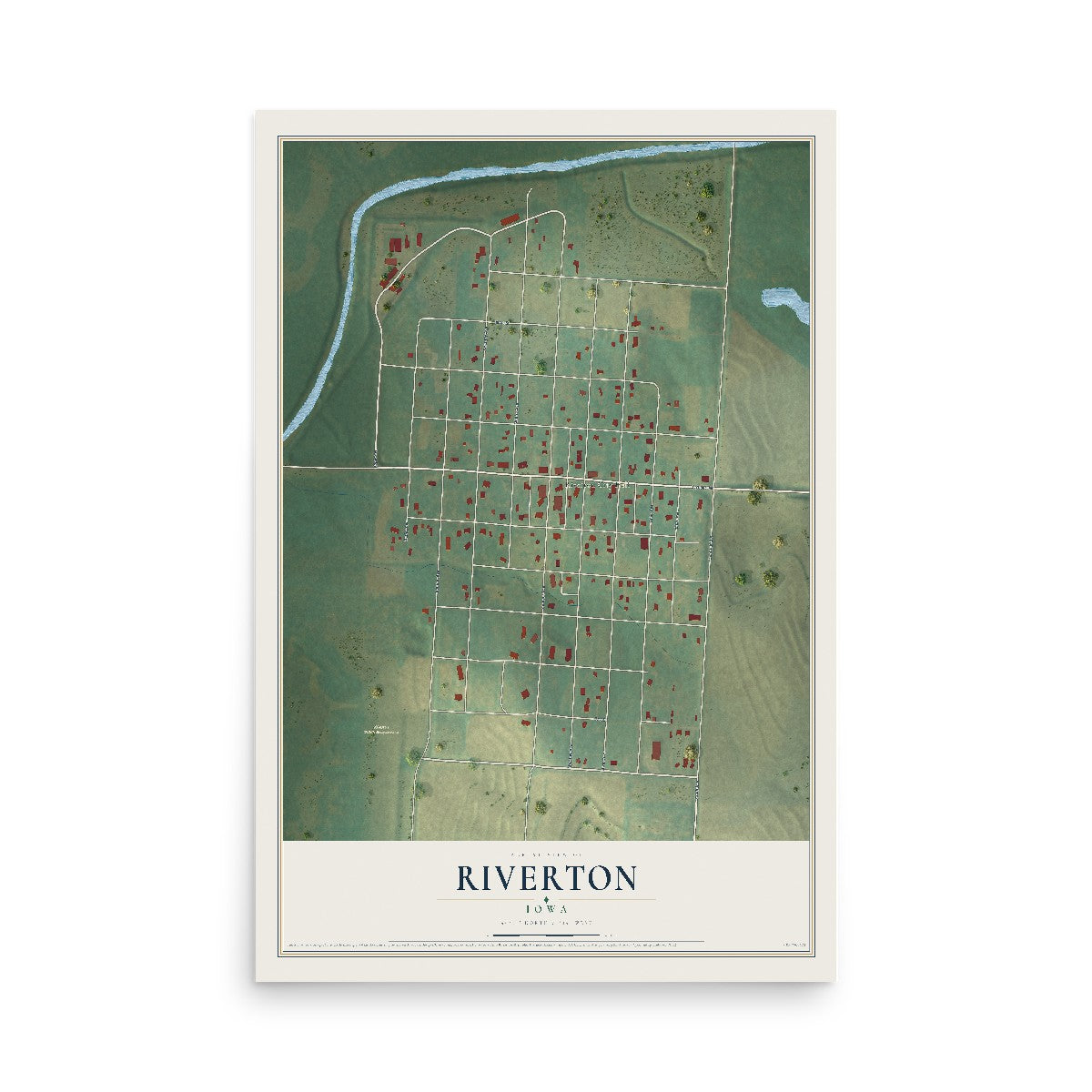Map of Riverton, Iowa, 12 x 18 inch unframed archival matte print