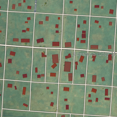 Close-up of the map of Riverton, Iowa print showing street and building detail
