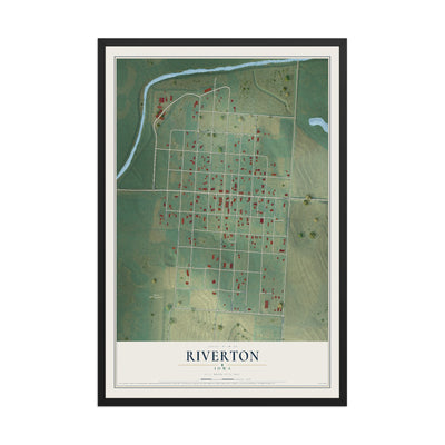 Map of Riverton, Iowa, 12 x 18 inch print in a black wood frame