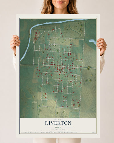 Map of Riverton, Iowa, 24 x 36 inch unframed archival matte print