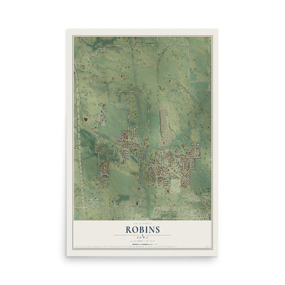 Map of Robins, Iowa, 12 x 18 inch unframed archival matte print