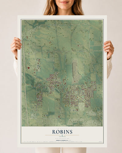 Map of Robins, Iowa, 24 x 36 inch unframed archival matte print