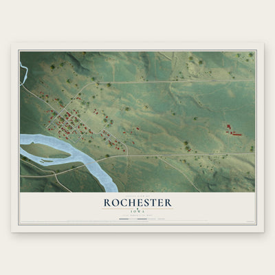 Rochester, Iowa map print, the full design