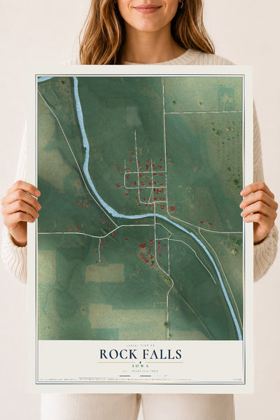 Map of Rock Falls, Iowa, 18 x 24 inch unframed archival matte print
