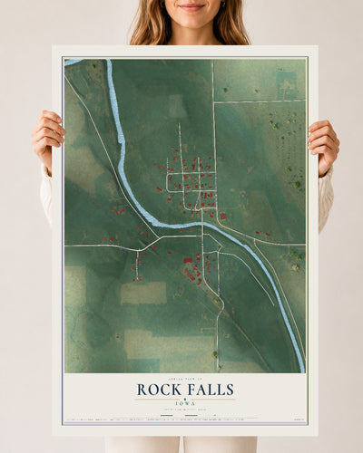 Map of Rock Falls, Iowa, 24 x 36 inch unframed archival matte print