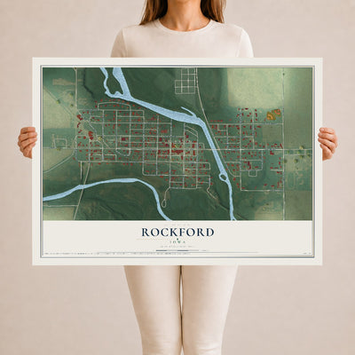 Map of Rockford, Iowa, 24 x 36 inch unframed archival matte print